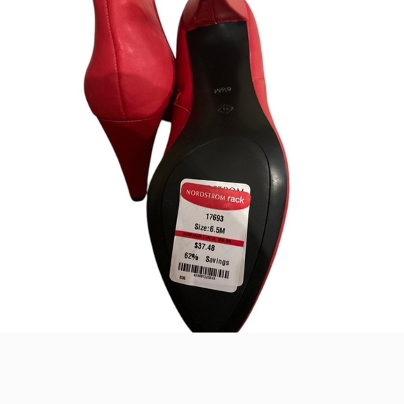 Halogen Red Leather Ankle Boots Size 6.5 Booties Never Worn No Box - Picture 4 of 4